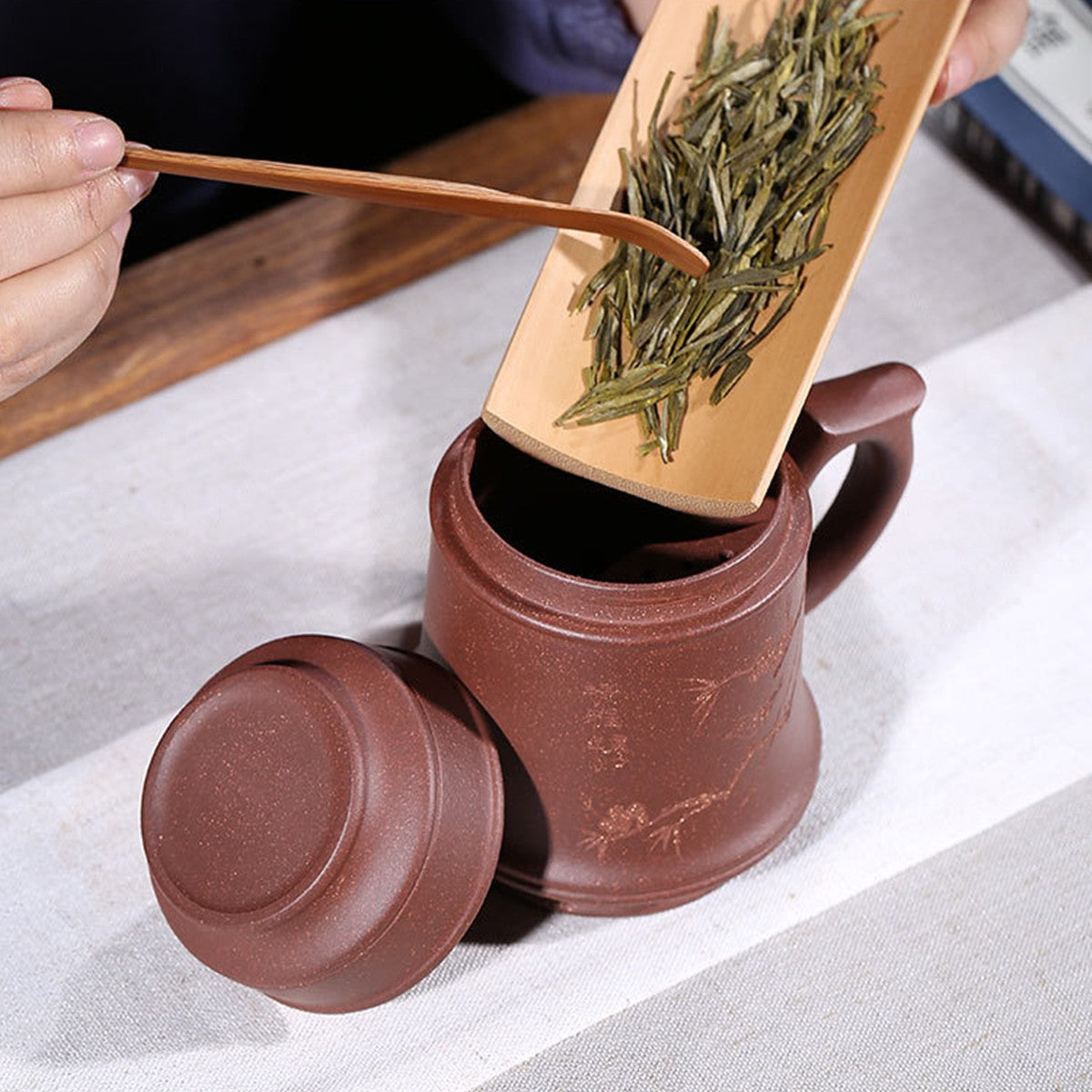 紫砂快客杯辦公杯380cc喜鵲