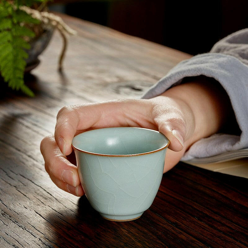 豐子汝窯茶杯高圓對杯組.