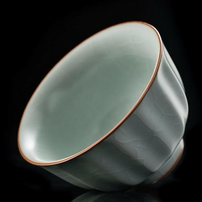 台灣豐子汝窯茶杯葵花對杯組林德豐現代官窯仿宋茶具對杯主人杯個性茶杯