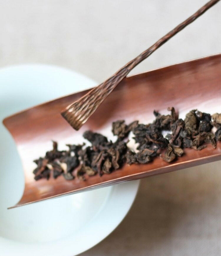 紫銅手工柳葉紋茶則茶匙組